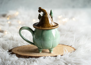 Lidded pumpkin little forest mug